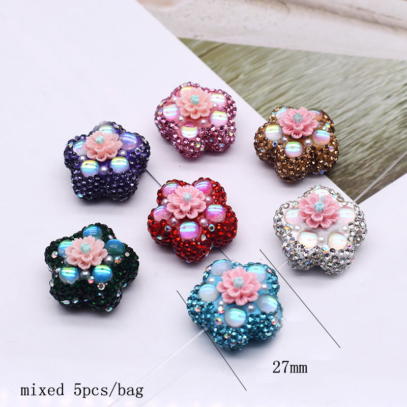 Wholesale 5pcs Clay Heavy Industry Fishtail Zircon Bear Strawberry Beads